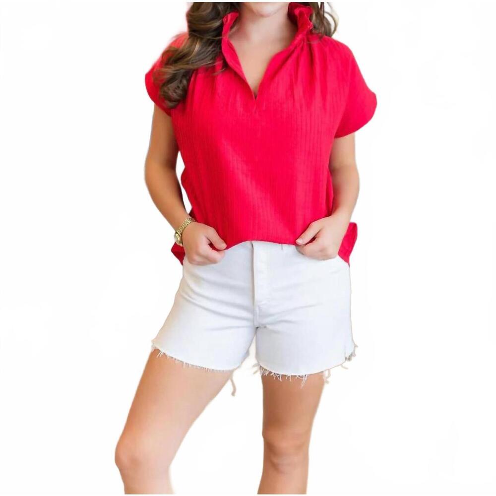 NEW NEVER A WALLFLOWER aster short sleeve pintuck top in red